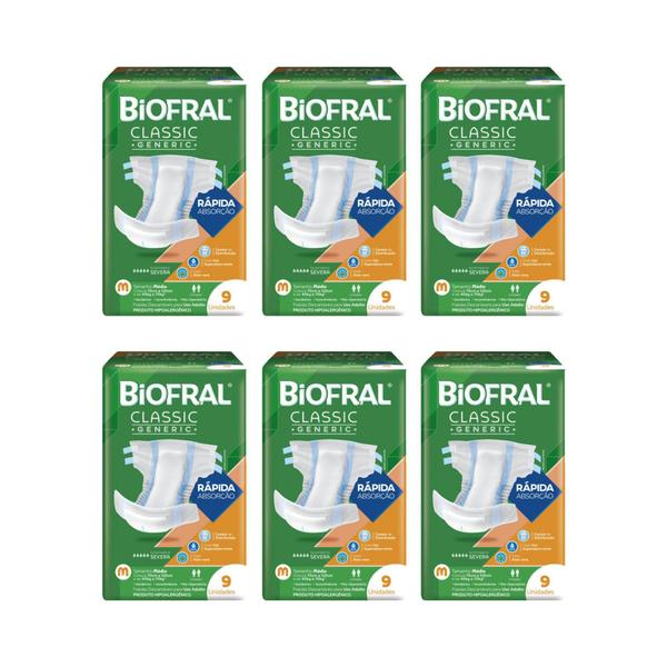 Imagem de Fralda Biofral Classic Generic M C/9 - Kit 6 Und