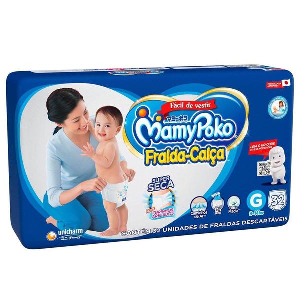 Imagem de Fralda Calça Mamypoko Super Seca Azul 01 Pacote Tamanho G 09-14kg 30 unidades