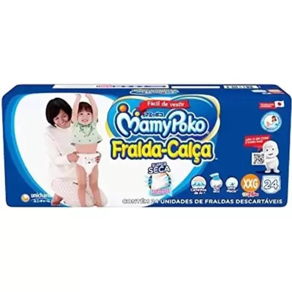 Imagem de Fralda Calça Mamypoko Super Seca Azul  - Kit com 3 pacotes tamanho XXG- 72unidades