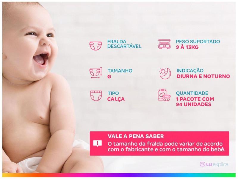 Imagem de Fralda Calça Pampers Pants Ajuste Total - Tam. G 9 a 13kg 94 Unidades