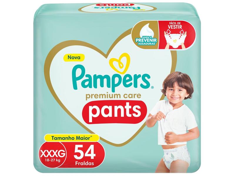 Fralda Calças Pampers Premium Care Tam XXXG até 27kg 54 Unidades Fralda Calças Pampers Premium Care Tam XXXG até 27kg 54 Unidades