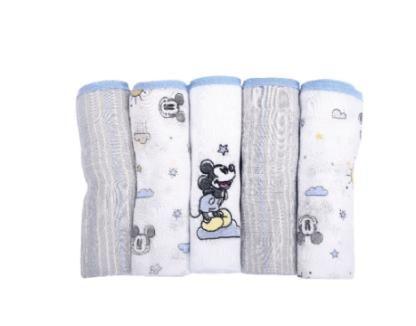 Imagem de Fralda com babinha bordada e  estampada mickey 5 peças - 70x68cm  383204 - minasrey 