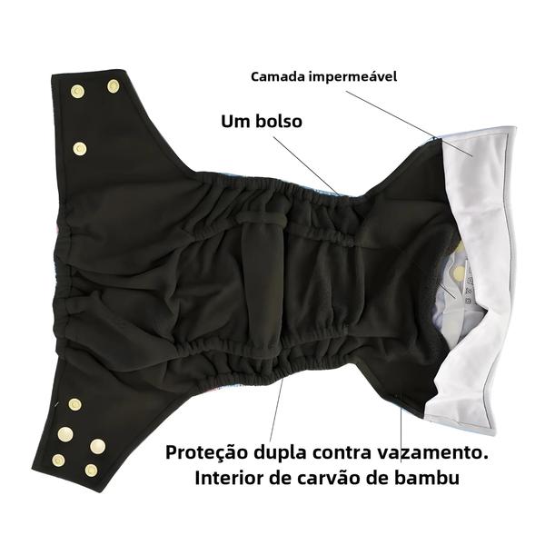 Imagem de Fralda de Pano Ajustável de Bambu e Carvão - Reutilizável para Bebês (3-15kg)