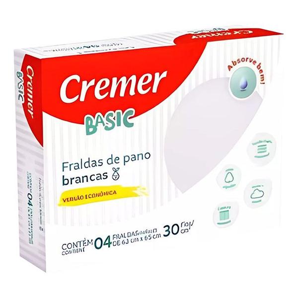 Imagem de Fralda De Pano Basica Caixa Com 4 Unidades 65 x 63cm Cremer