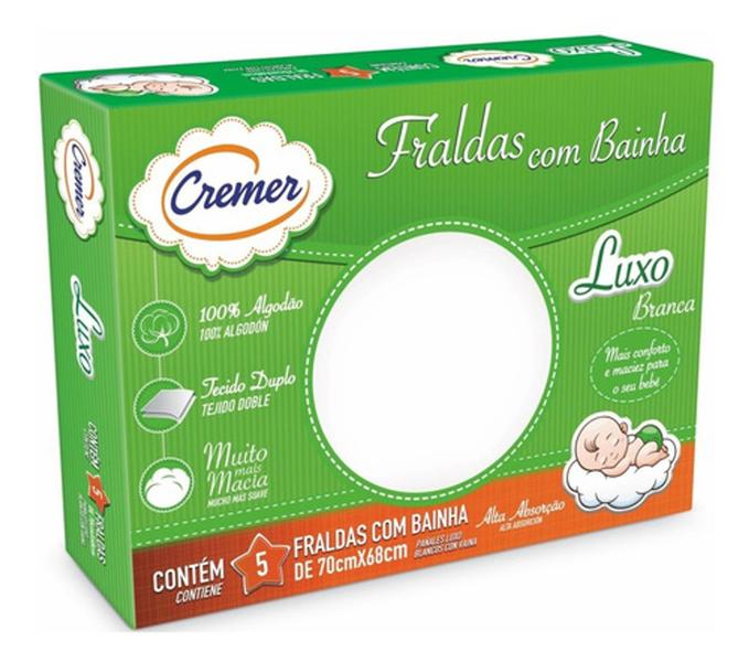 Imagem de Fralda De Pano Com Bainha - Cremer Kit Com 5 Caixas