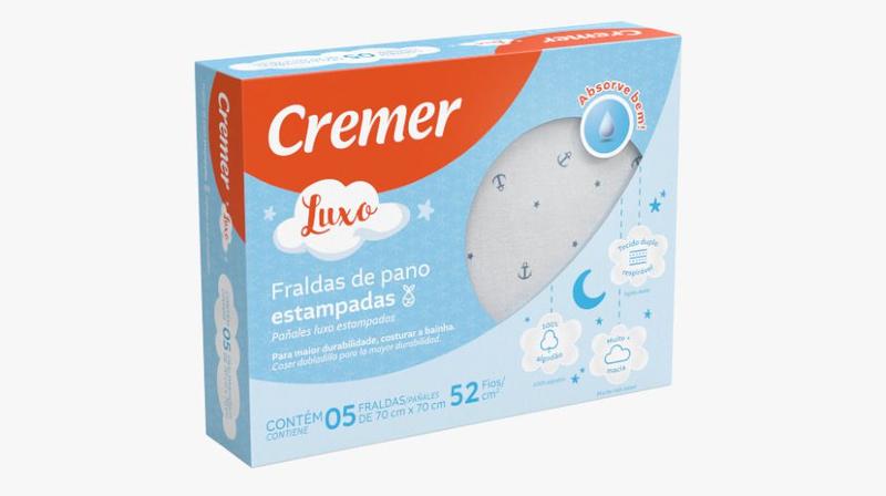 Imagem de Fralda De Pano Cremer Estampada Meninos Luxo 5un