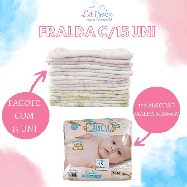 Imagem de Fralda de Pano De Bebê 100% Algodão - 15 Unidades Menina