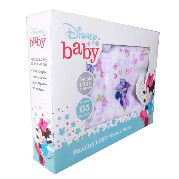 Imagem de Fralda De Pano Luxo Disney Feminino Minnie Bebê Extra Absorção 100% Algodão