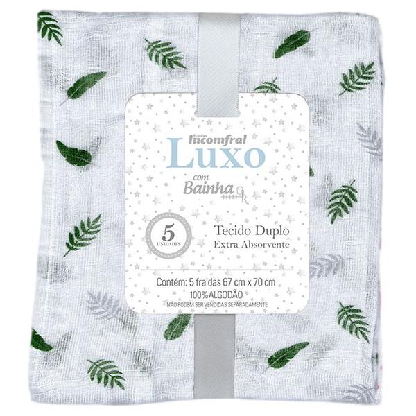Fralda De Pano Luxo Estampada Com Bainha 5 Unidades - Incomfral Imagem de Fralda De Pano Luxo Estampada Com Bainha 5 Unidades - Incomfral