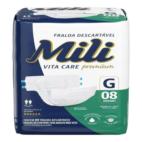 Fralda Descartavel Adulto Mili Vita Care Grande - 8 Pacotes com 8 Fraldas Imagem de Fralda Descartavel Adulto Mili Vita Care Grande - 8 Pacotes com 8 Fraldas