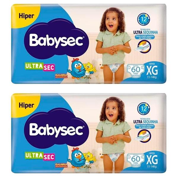Fralda Descártavel Babysec Ultra Hiper XG - 2 Pacotes com 56 Fraldas - Total 112 Tiras Fralda Descártavel Babysec Ultra Hiper XG - 2 Pacotes com 56 Fraldas - Total 112 Tiras