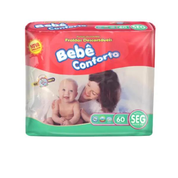 Imagem de Fralda Descartável Bebê Conforto 2 Pacotes Mega Tamanho XXG Com 60 Unidades Cada - Total 120