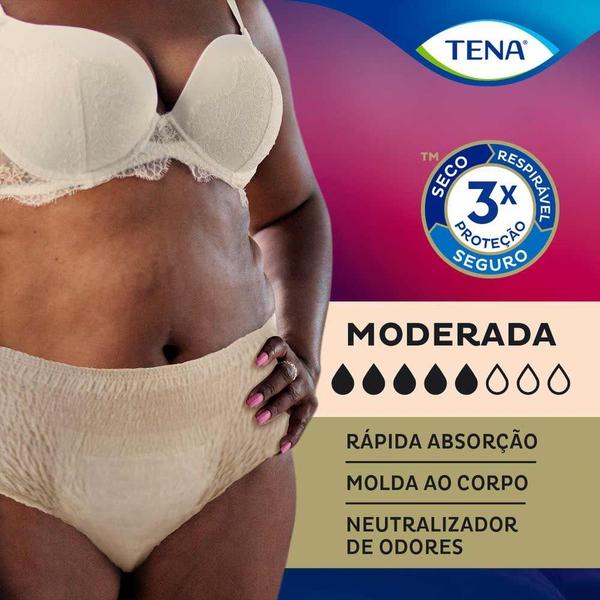 Imagem de Fralda Descartável Calcinha Incontinência Tena Pants Discreta Tam P/M 16 Unid Bege Nude