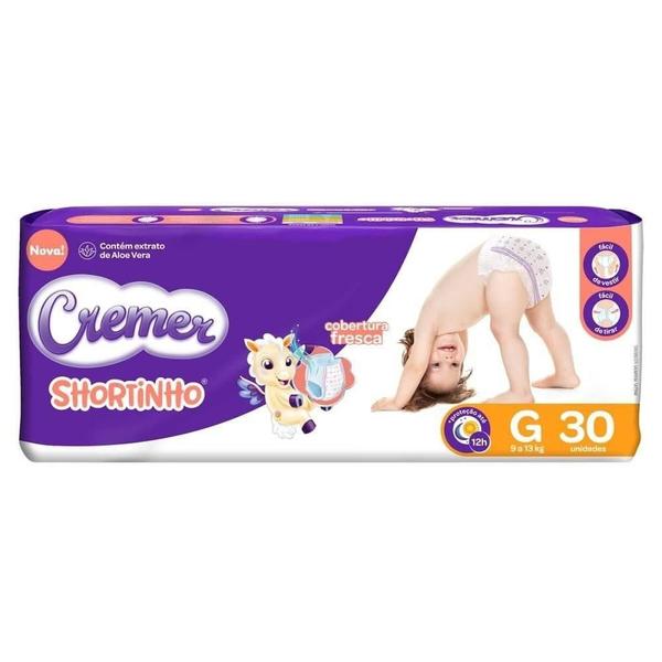 Fralda Descartável Cremer Shortinho Jumbo Tamanho G - 4 Pacotes com 30 Tiras Imagem de Fralda Descartável Cremer Shortinho Jumbo Tamanho G - 4 Pacotes com 30 Tiras