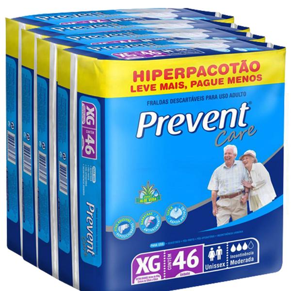 Imagem de Fralda Descartável Geriátrica/Adulto Prevent Care - Tamanho XG - 4 Pacotes com 184 Fraldas