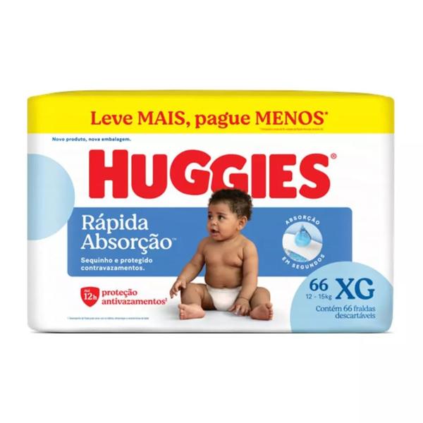 Fralda Descartável Huggies Tripla Proteção Hiper - Tamanho XG- Com 66 Unidades Fralda Descartável Huggies Tripla Proteção Hiper - Tamanho XG- Com 66 Unidades