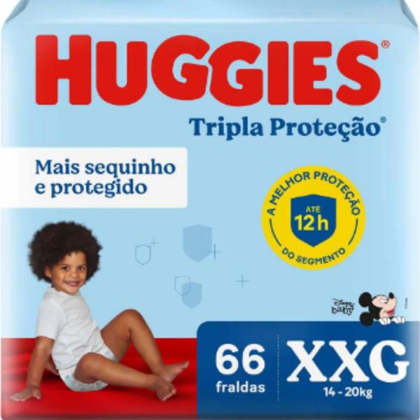 Imagem de Fralda Descartável  Huggies Tripla Proteção Hiper - Tamanho XXG- Com 66 Unidades