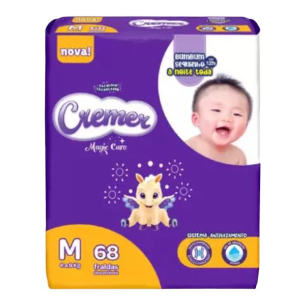 Imagem de Fralda Descartável Infantil Bebê Cremer Magic Care Tamanho M(4 a 9kg) com 68 unidades