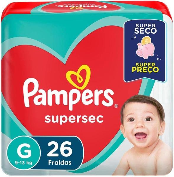 Imagem de Fralda descartavel pampers supersec economica g com 26 unidades