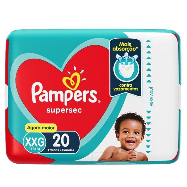 Fralda Descartável Pampers Supersec Tamanho XXG - 8 Pacotes com 20 Fraldas - Total 160 Tiras Imagem de Fralda Descartável Pampers Supersec Tamanho XXG - 8 Pacotes com 20 Fraldas - Total 160 Tiras