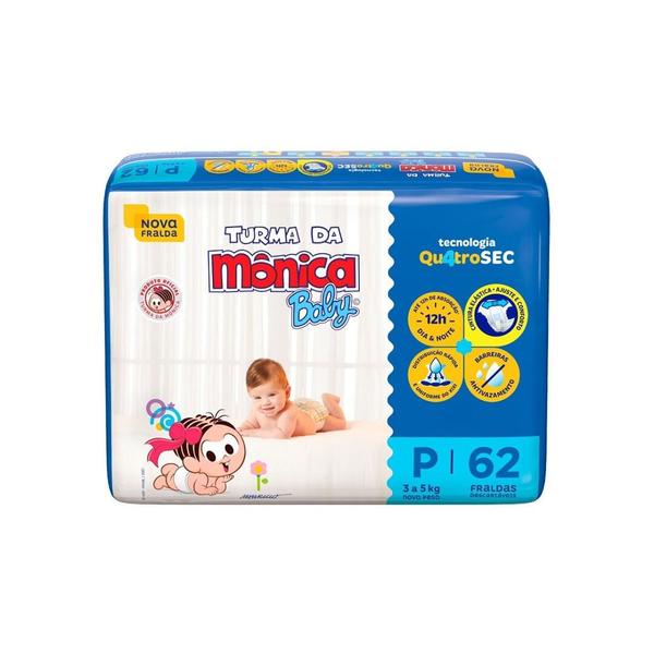 Fralda Descartável Turma da Mônica Baby Mega P 62 unidades Fralda Descartável Turma da Mônica Baby Mega P 62 unidades