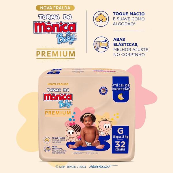 Imagem de Fralda Descartável Turma Da Mônica Baby Premium G - 32 Unidades