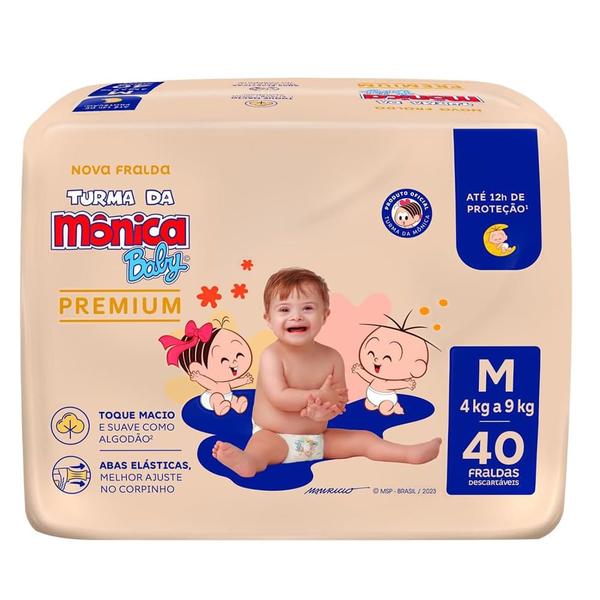 Imagem de Fralda Descartável Turma Da Mônica Baby Premium M - 40 Unidades