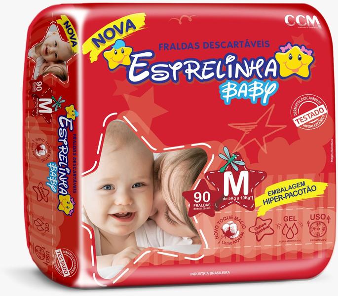 Imagem de Fralda Estrelinha Baby Hiper Tamanho M 1 Pacote Com 90 Unidades