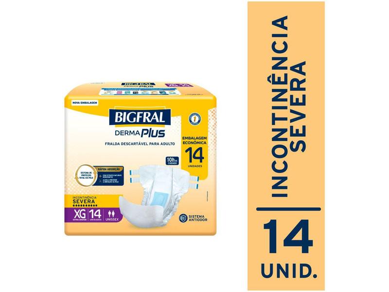 Imagem de Fralda Geriátrica Bigfral Derma Plus Econômica - XG 14 Unidades