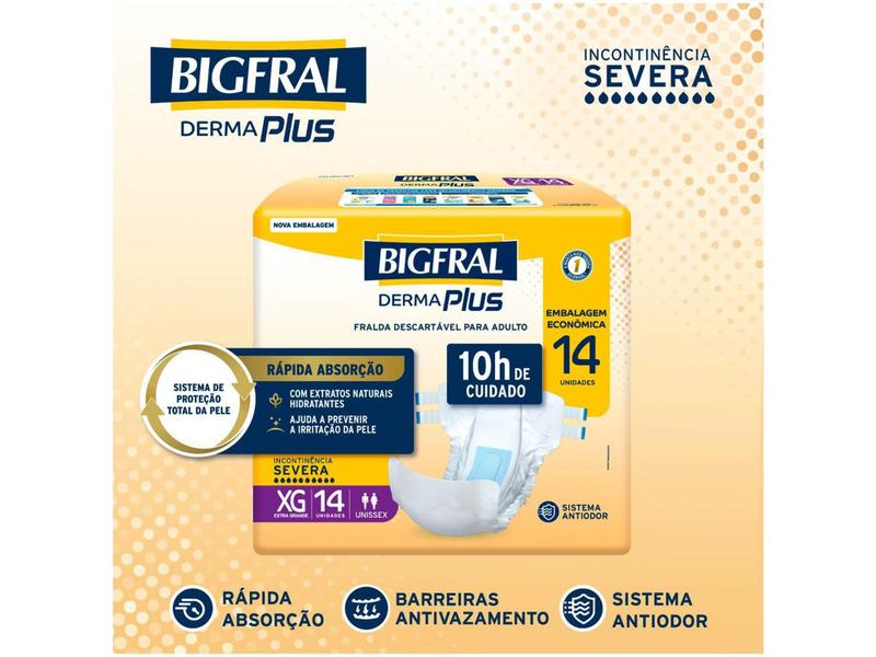 Imagem de Fralda Geriátrica Bigfral Derma Plus Econômica - XG 14 Unidades