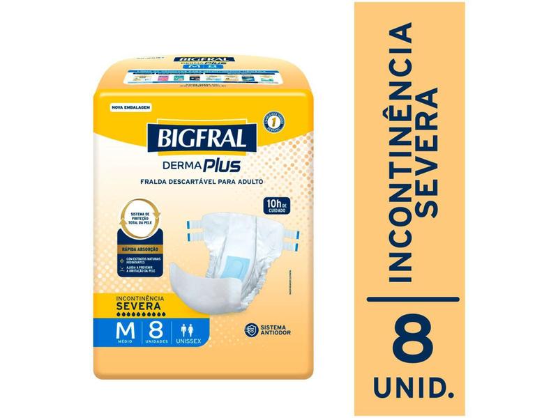 Imagem de Fralda Geriátrica Bigfral Derma Plus M - 8 Unidades