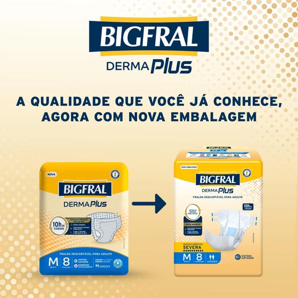 Imagem de Fralda Geriátrica Bigfral Derma Plus M com 8un