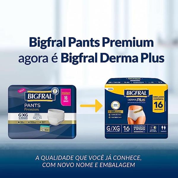 Imagem de Fralda Geriátrica Bigfral Derma Plus P/M Kit com 64 Unidades