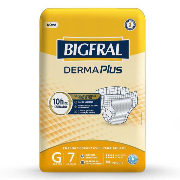 Imagem de Fralda Geriátrica Bigfral Derma Plus - Tamanho G - 07 Unidades