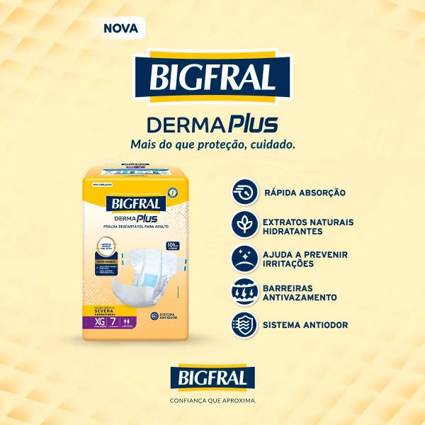 Imagem de Fralda Geriátrica Bigfral Derma Plus Tamanho XG 7 Unidades