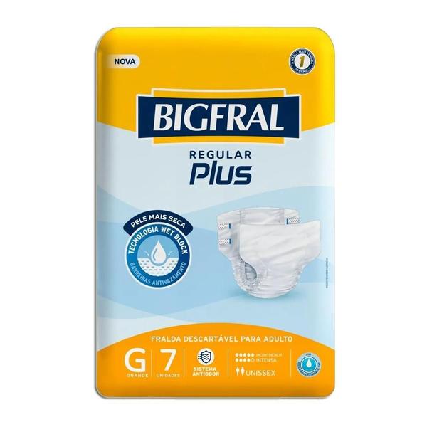 Imagem de Fralda Geriátrica Bigfral Regular Plus G 7U Kit 8