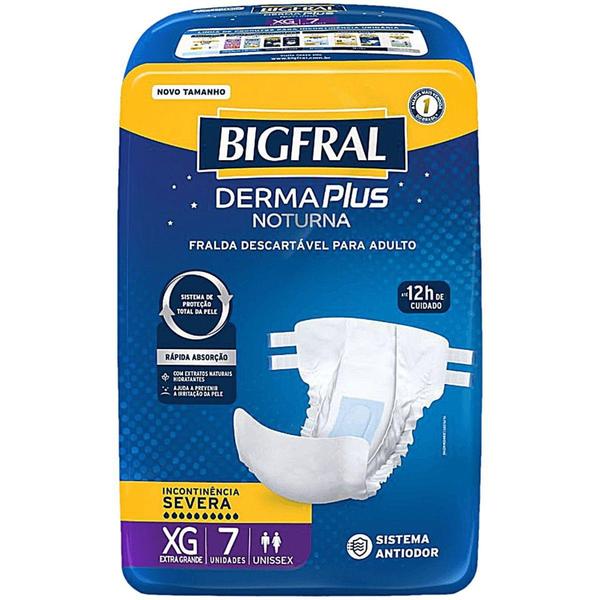 Imagem de Fralda Geriátrica Derma Plus Noturna BigFral - Tamanho XG - 07 unidades