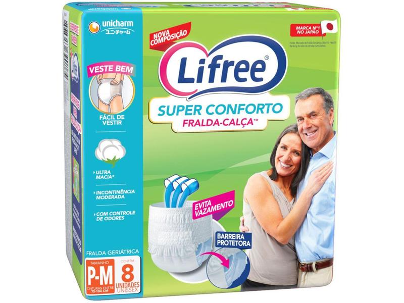 Imagem de Fralda Geriátrica Lifree Super Conforto P/M - 8 Unidades