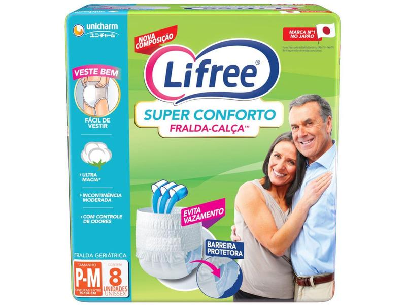 Imagem de Fralda Geriátrica Lifree Super Conforto P/M - 8 Unidades