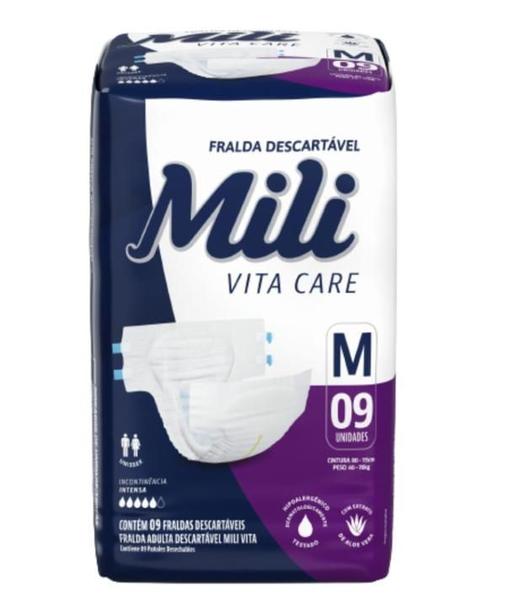 Imagem de Fralda Geriátrica Mili Vita Care Tam M com 9 Un - Mili