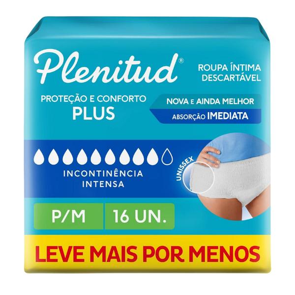 Imagem de Fralda Geriátrica Plenitud Protect Plus P/M Com 16 unidades - kit com 4 pacotes