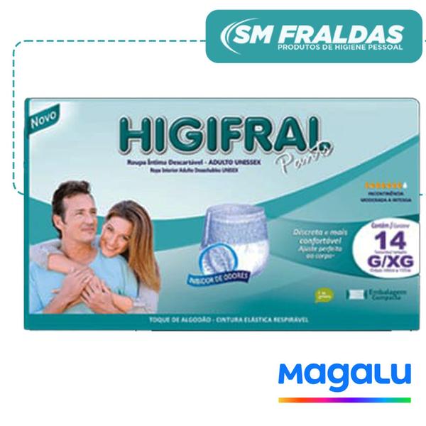 Imagem de Fralda Geriátrica Roupa Intima Higifral Pants 14 Fralda G/EG