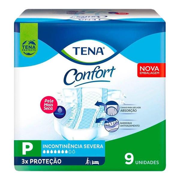 Imagem de Fralda Geriátrica Tena Confort Tamanho P - 9 Pacotes com 9 Fraldas - Total 81 Tiras