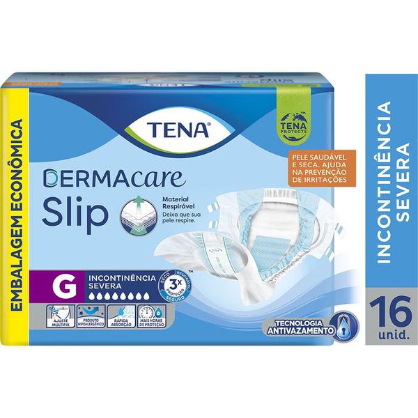 Imagem de Fralda Geriátrica Tena Dermacare Slip Ultra G com 16 unidades