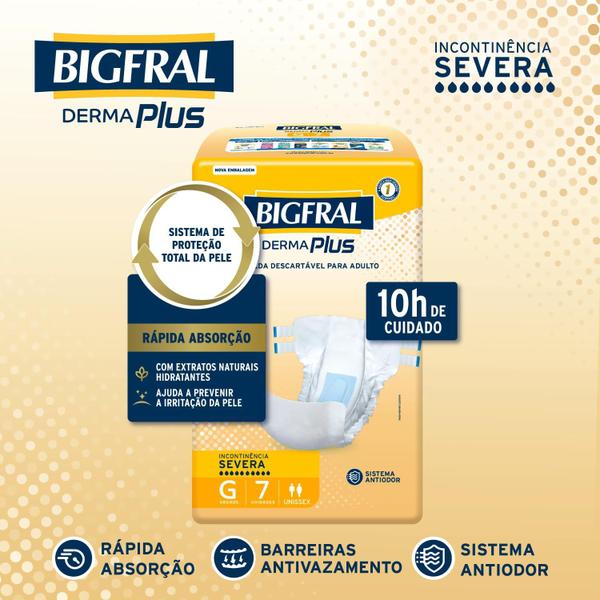 Imagem de Fralda Geriátrica Unissex Bigfral Derma Plus G Absorção Intensa 7 unidades