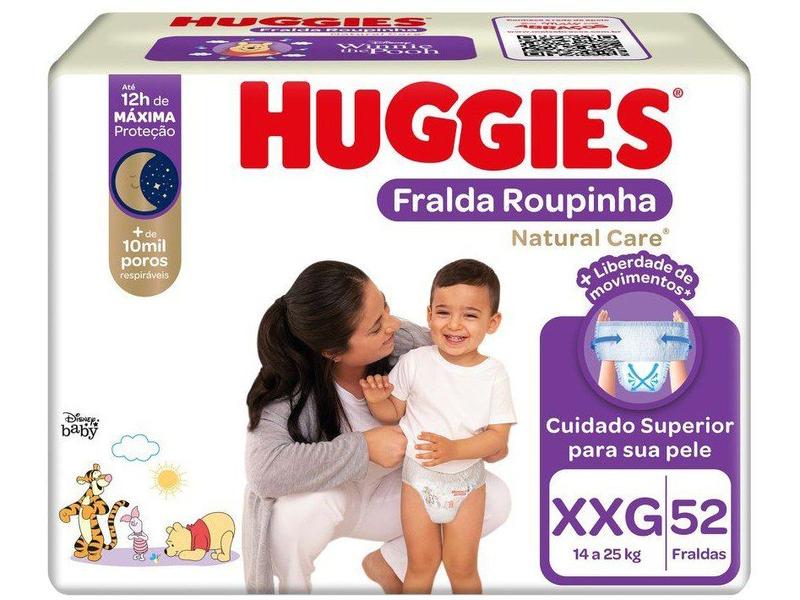 Fralda Huggies Natural Care Tam. XXG 14 a 25kg - 52 Unidades