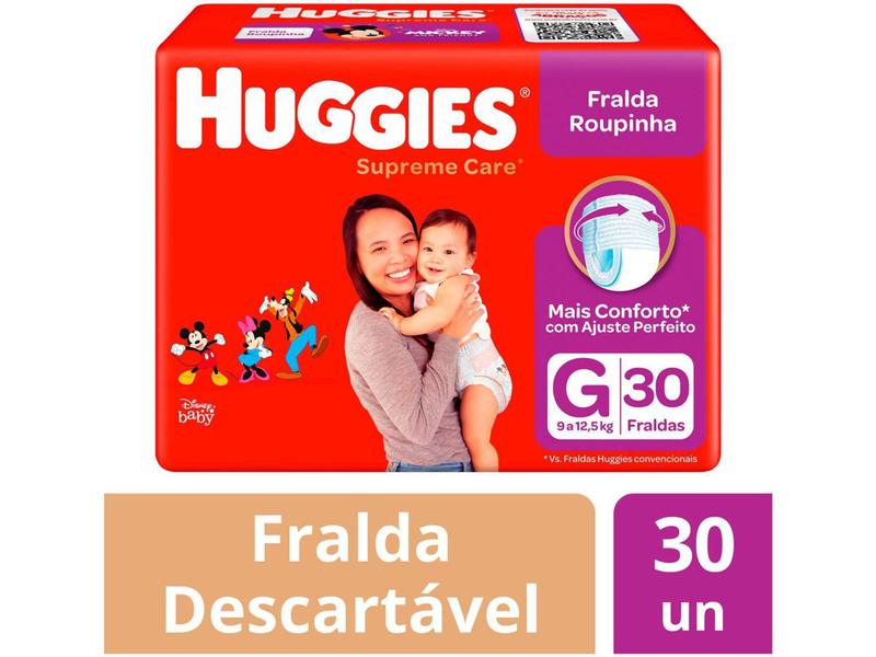 Imagem de Fralda Huggies Supreme Care - Roupinha Tam. G 9 a 12,5kg 30 Unidades