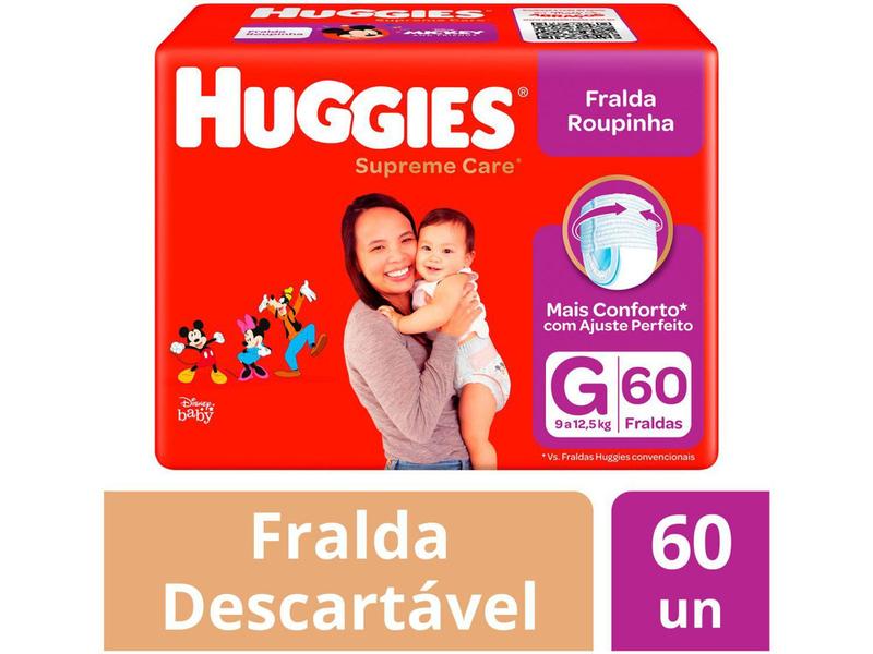 Imagem de Fralda Huggies Supreme Care - Roupinha Tam. G 9 a 12,5kg 60 Unidades