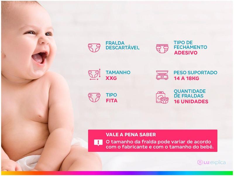 Imagem de Fralda Huggies Supreme Care - Tam. XXG 14 a 18kg 16 Unidades