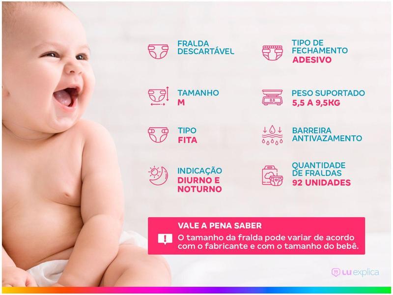 Imagem de Fralda Huggies Tripla Proteção - Tam. M 5,5 a 9,5kg 92 Unidades